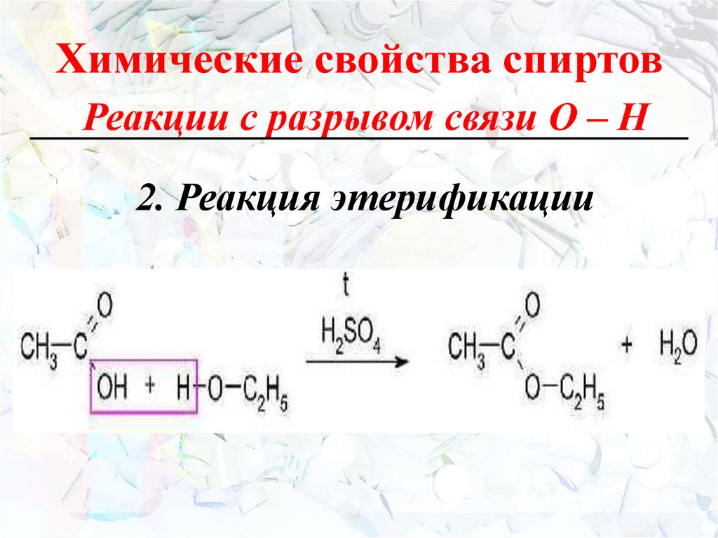 Химические свойства спиртов