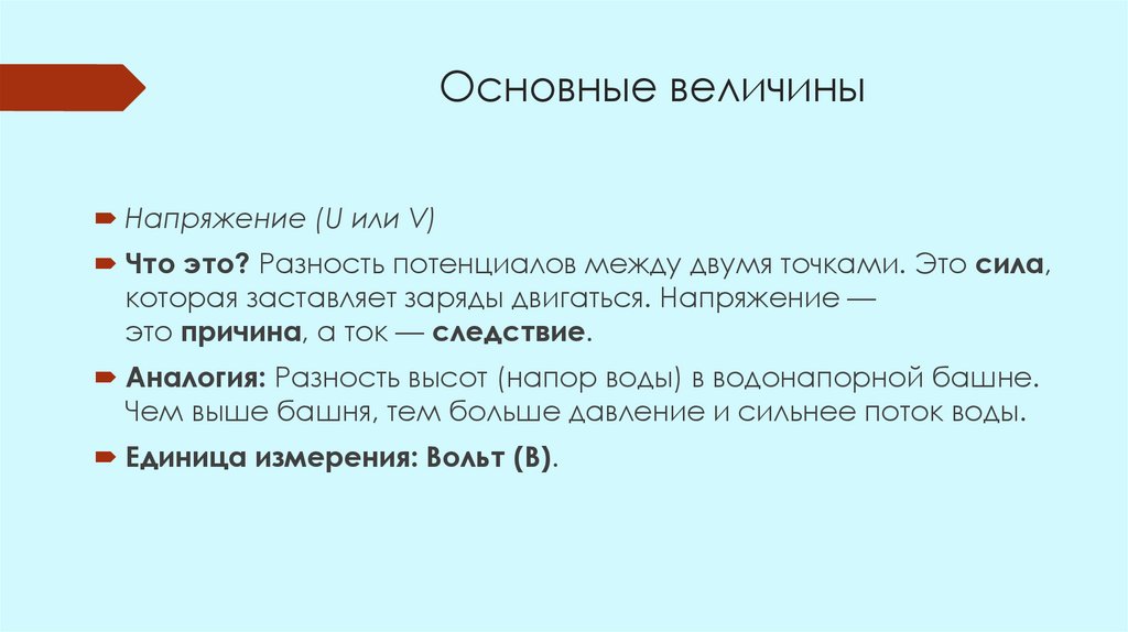 Основные величины