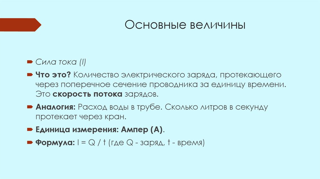 Основные величины