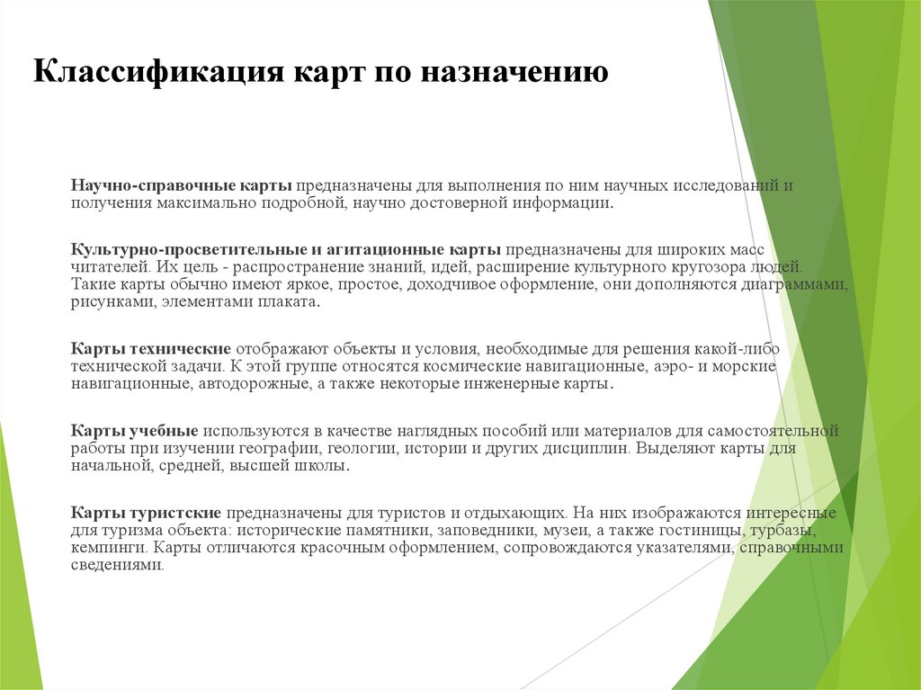 Классификация карт по назначению 