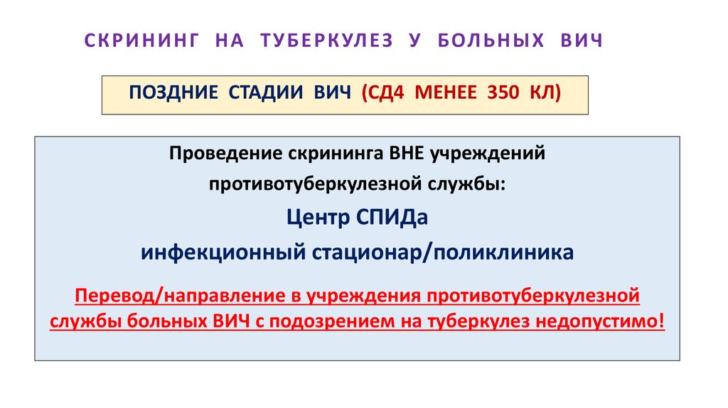 СКРИНИНГ НА ТУБЕРКУЛЕЗ У БОЛЬНЫХ ВИЧ