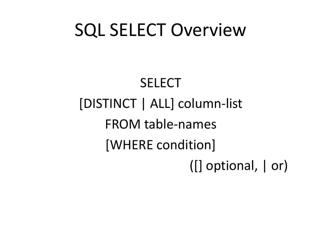 SQL SELECT Overview