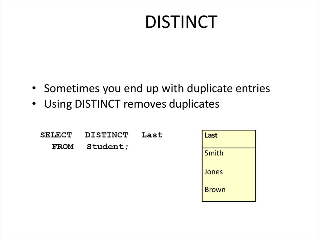 DISTINCT