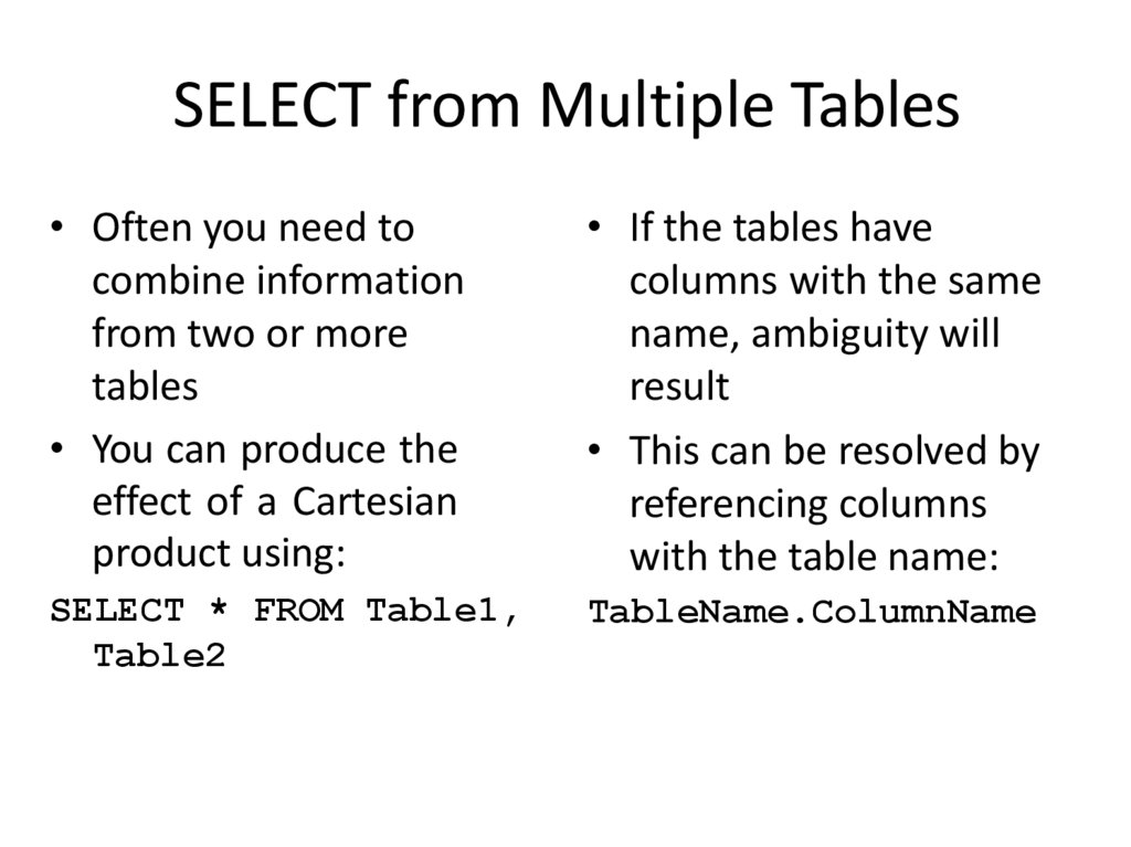 SELECT from Multiple Tables