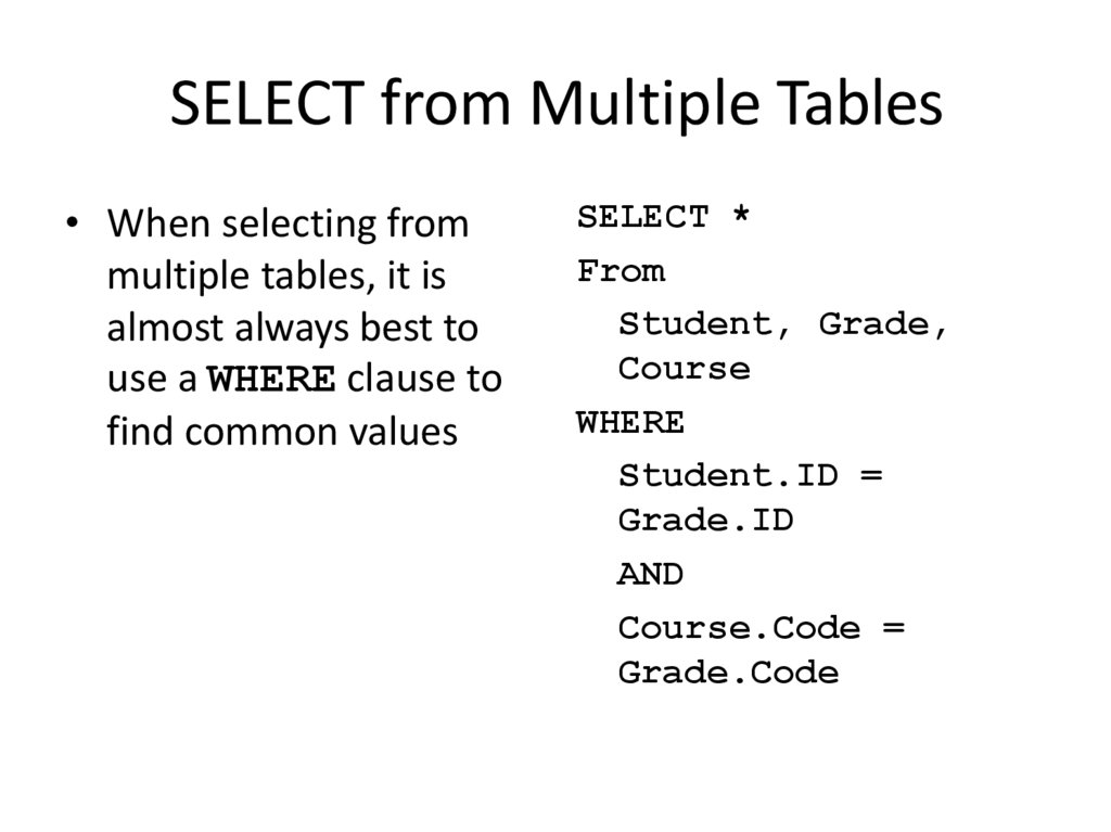 SELECT from Multiple Tables