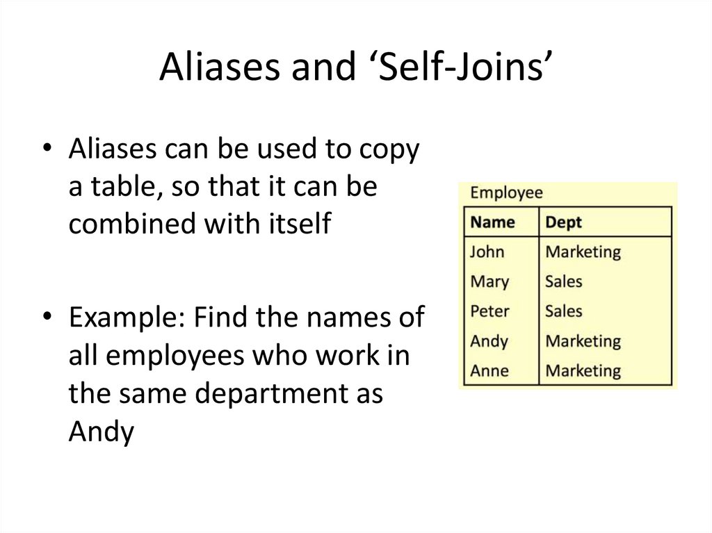Aliases and ‘Self-Joins’