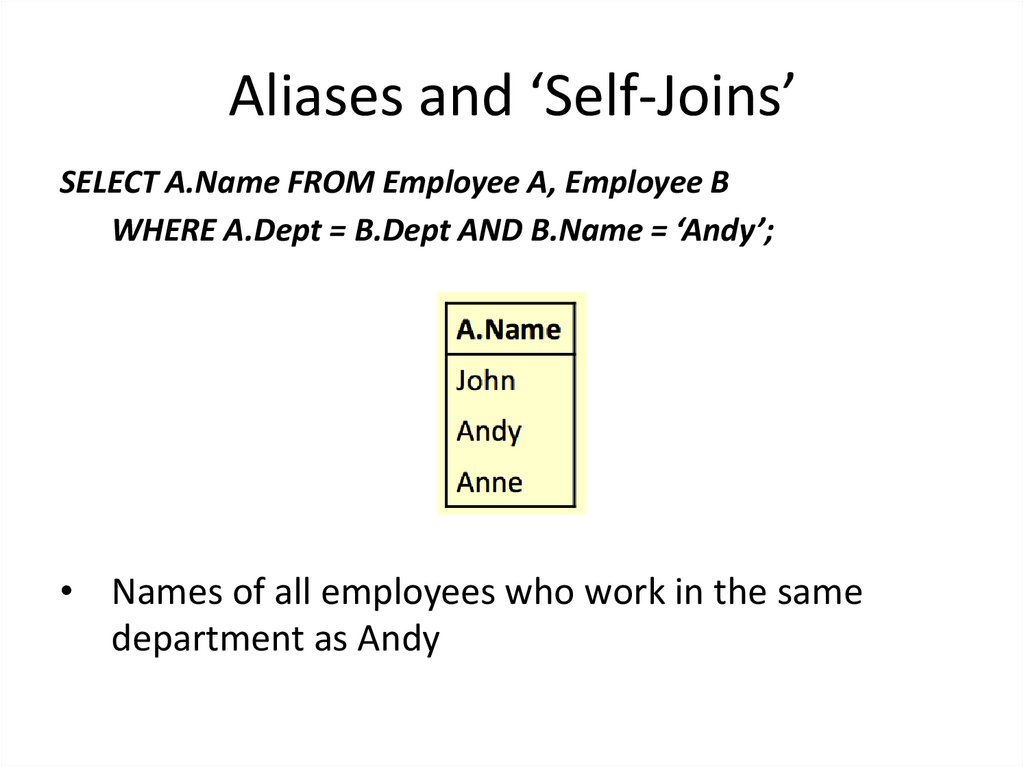 Aliases and ‘Self-Joins’