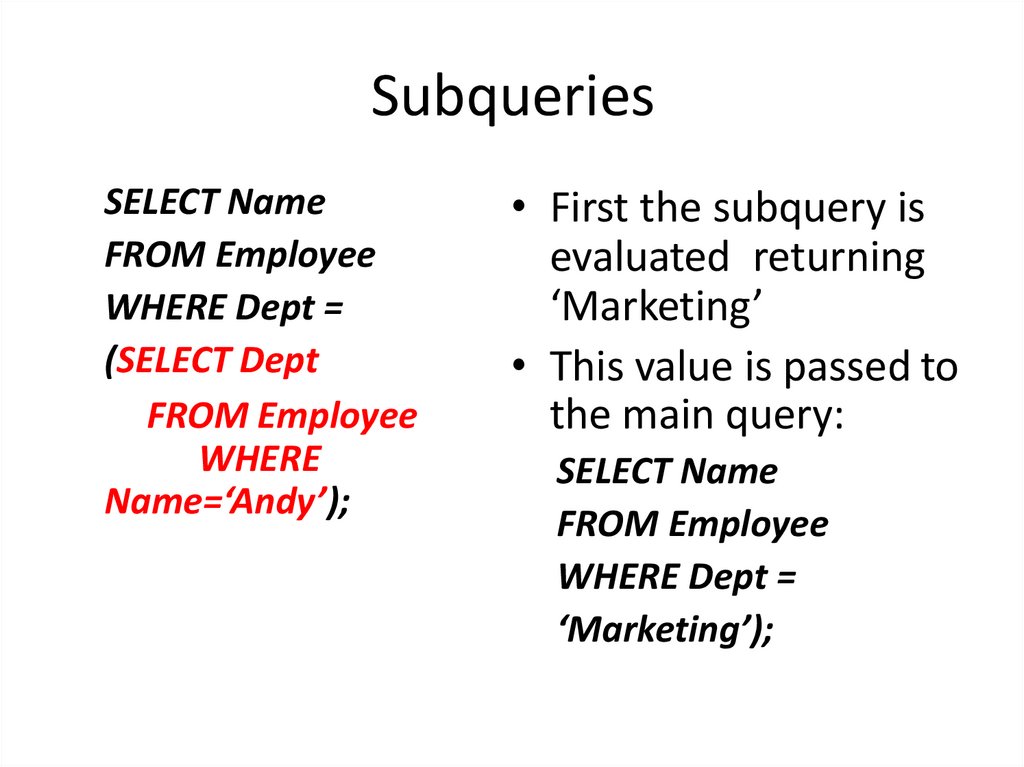 Subqueries