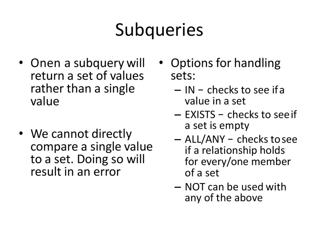Subqueries
