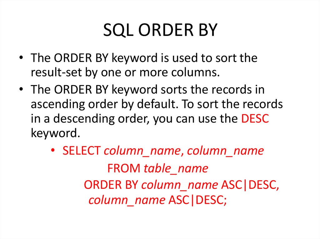 SQL ORDER BY