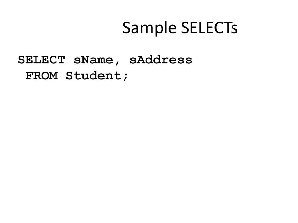 Sample SELECTs
