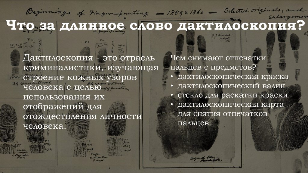 Что за длинное слово дактилоскопия?