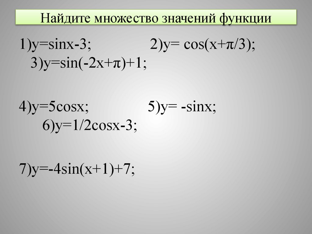 Найдите множество значений функции