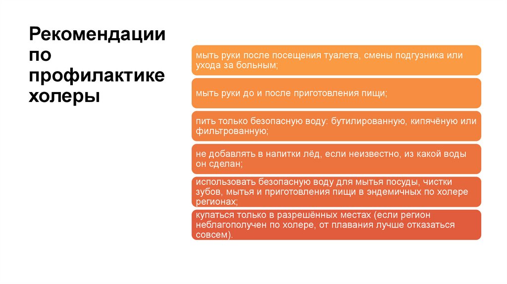 Рекомендации по профилактике холеры