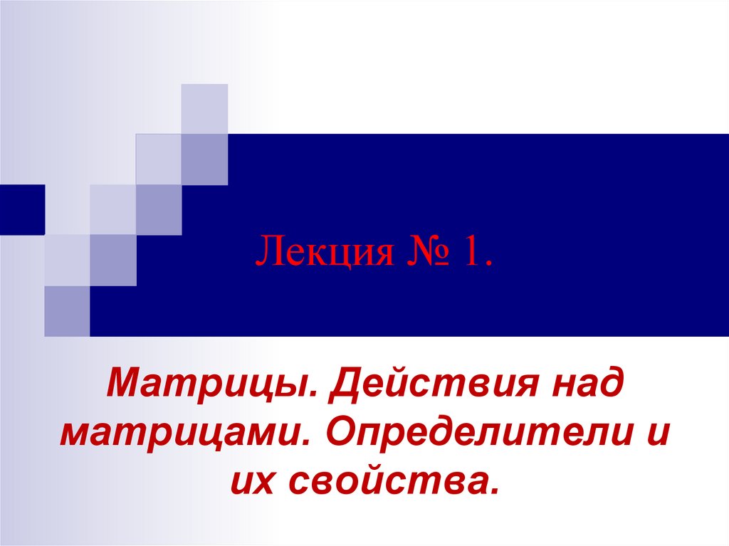 Лекция № 1.