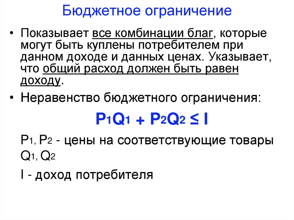 Бюджетное ограничение