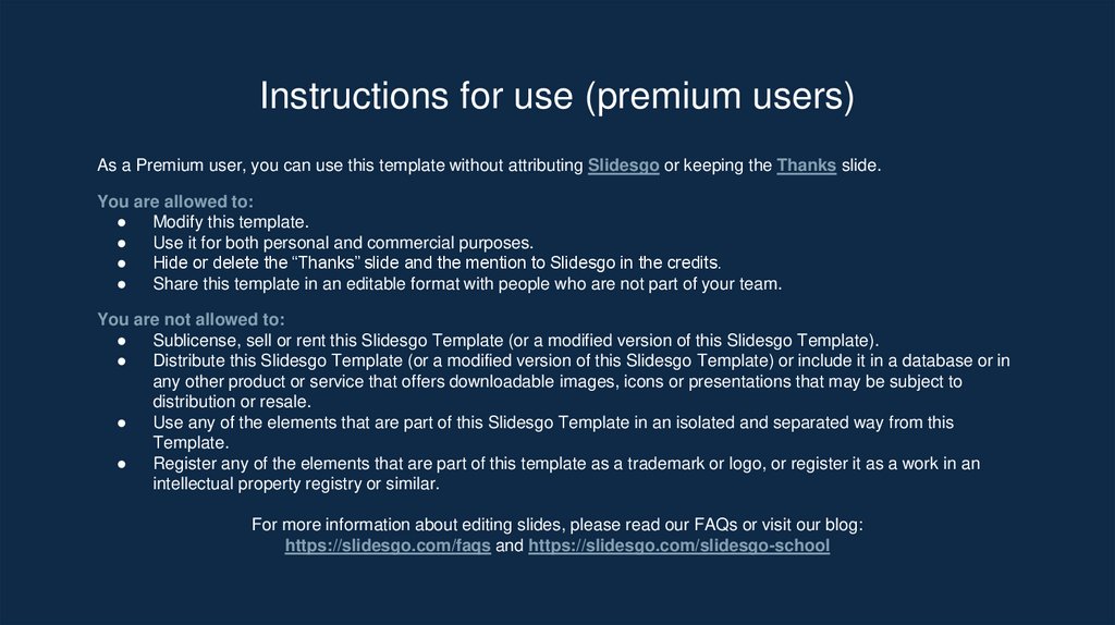 Instructions for use (premium users)