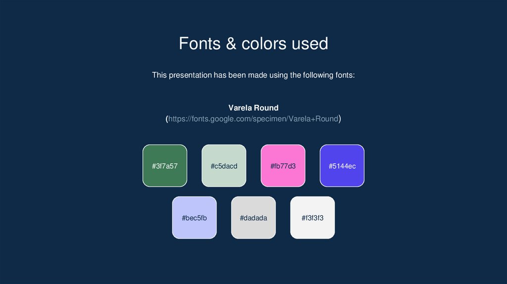 Fonts & colors used