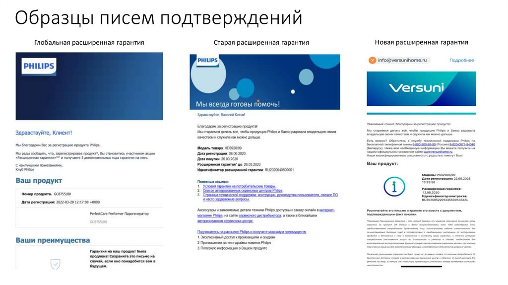 Образцы писем подтверждений