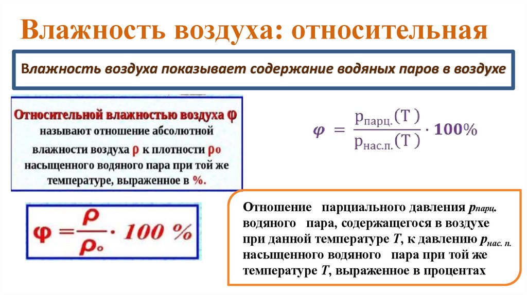Влажность воздуха: относительная