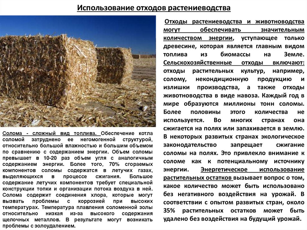 Использование отходов растениеводства