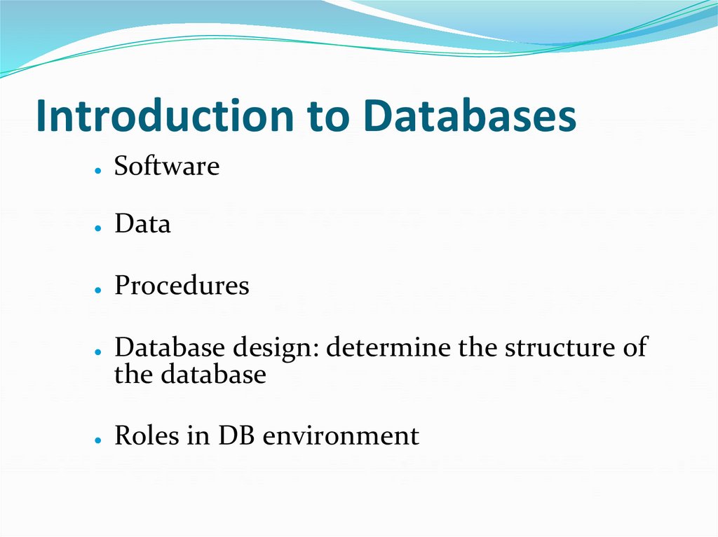 Introduction to Databases