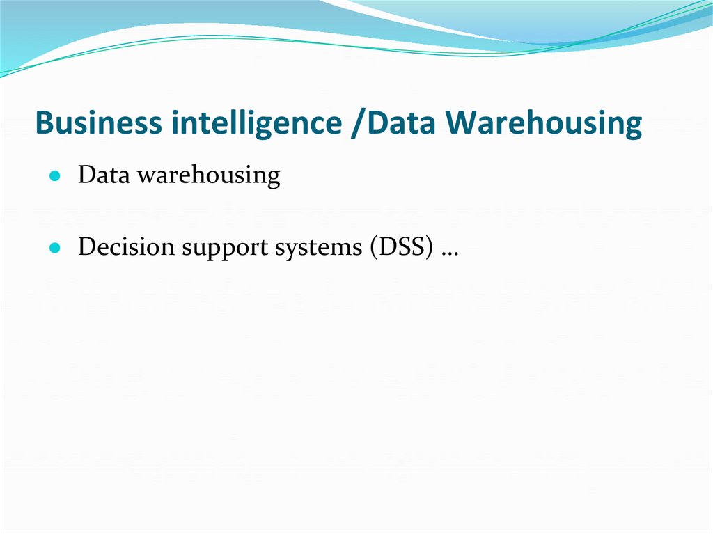 Business intelligence /Data Warehousing
