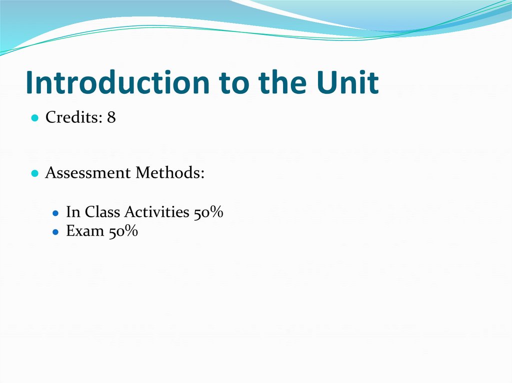 Introduction to the Unit