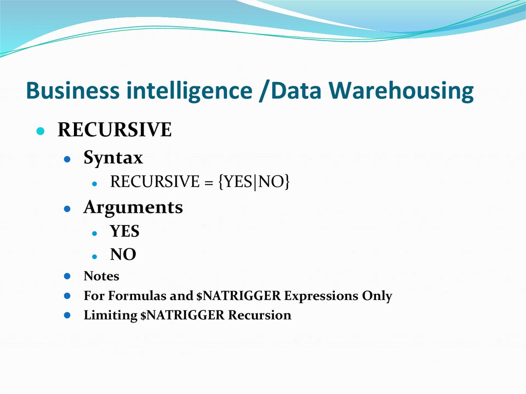 Business intelligence /Data Warehousing