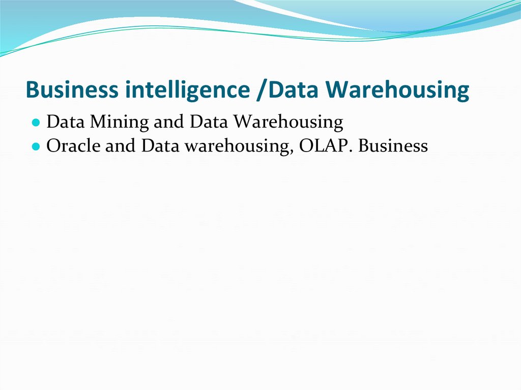 Business intelligence /Data Warehousing