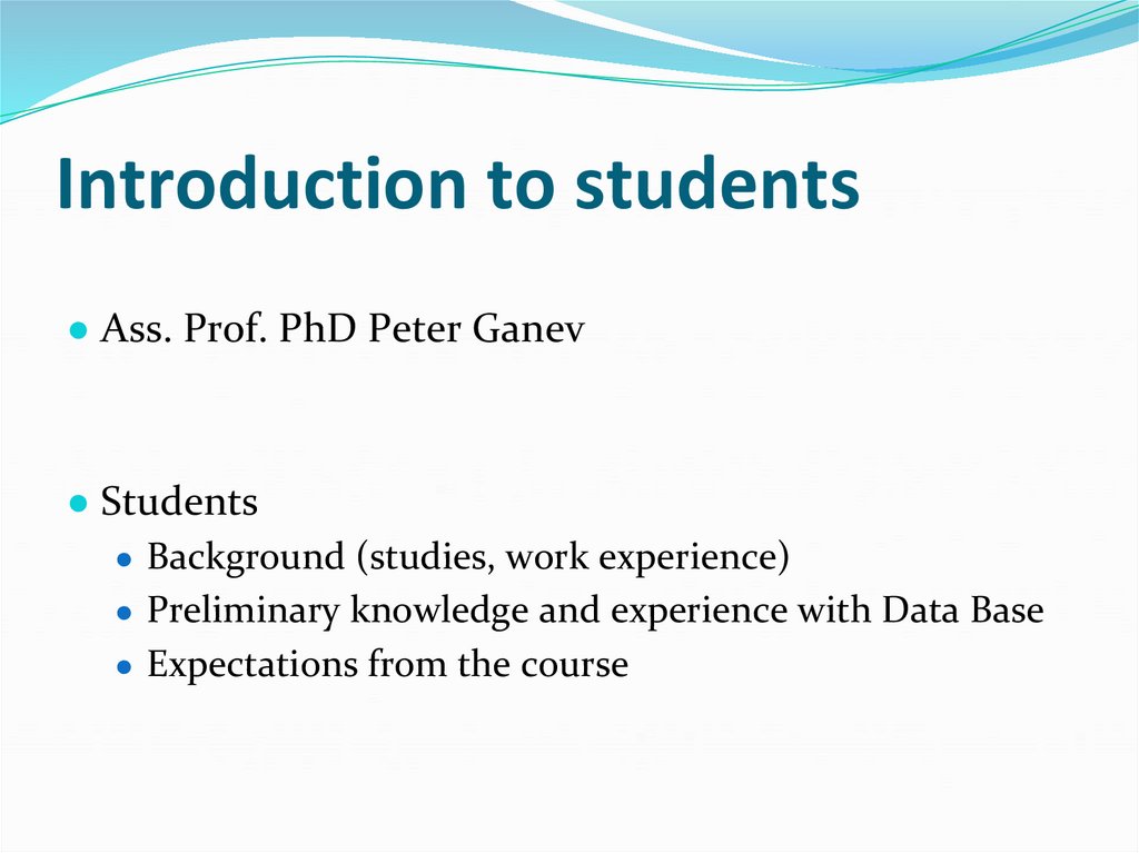 Introduction to students