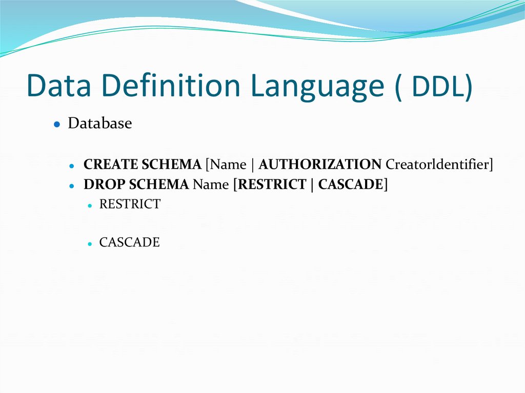 Data Definition Language ( DDL)
