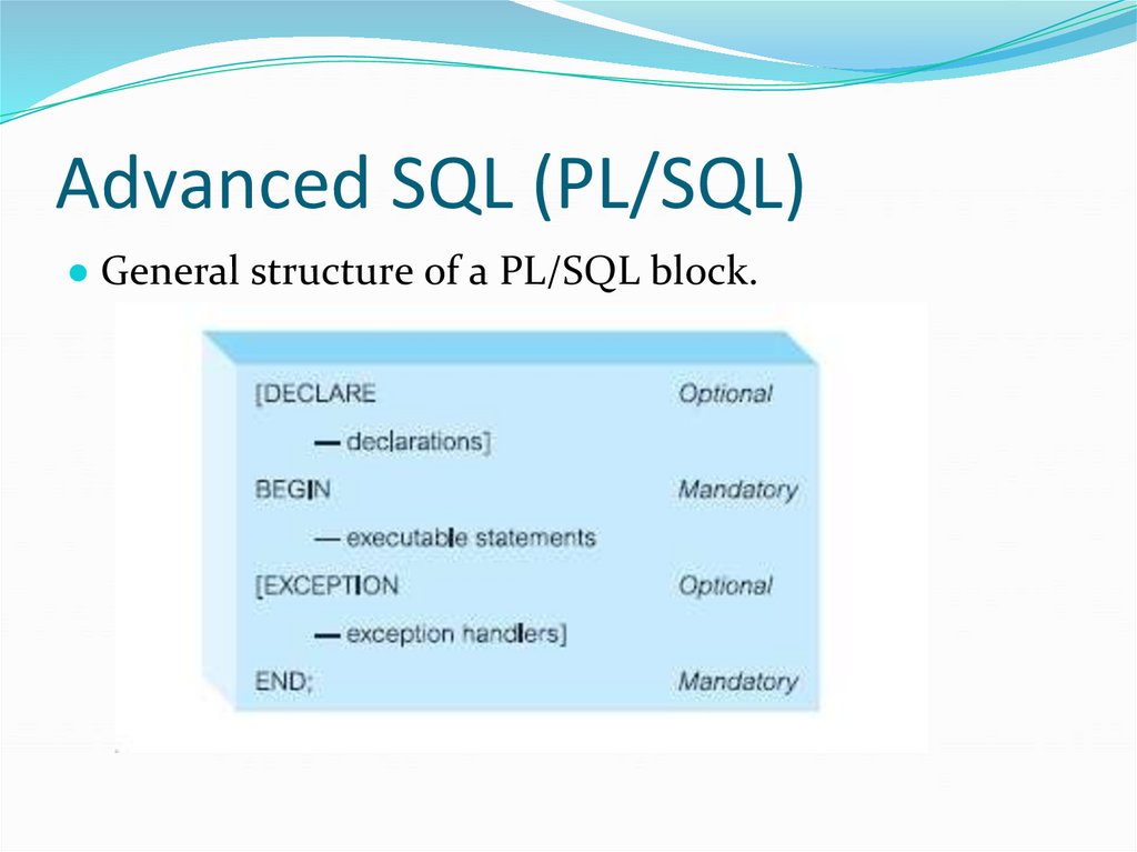 Advanced SQL (PL/SQL)
