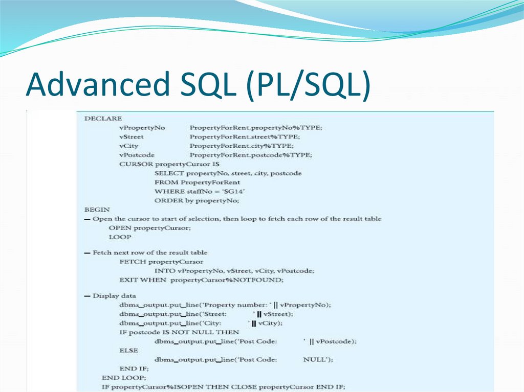 Advanced SQL (PL/SQL)