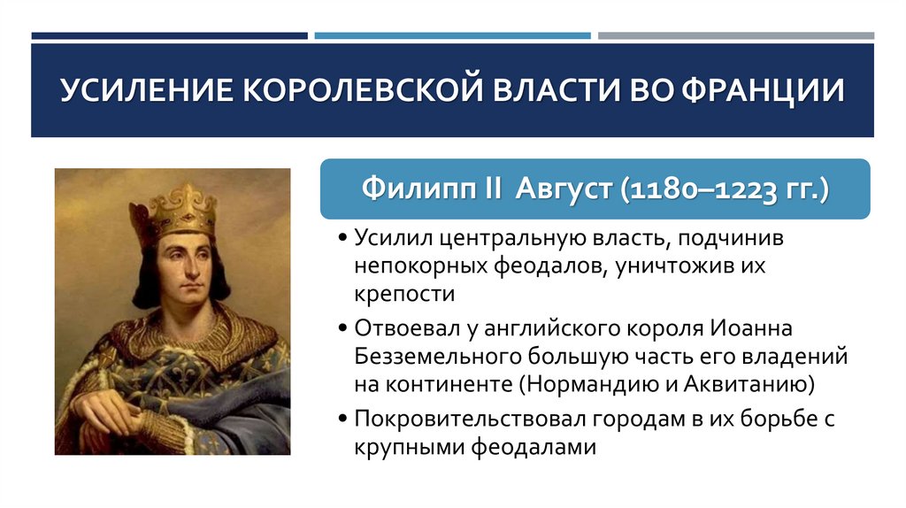 Усиление королевской власти во Франции