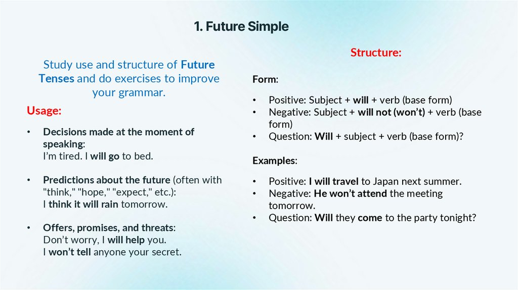 1. Future Simple
