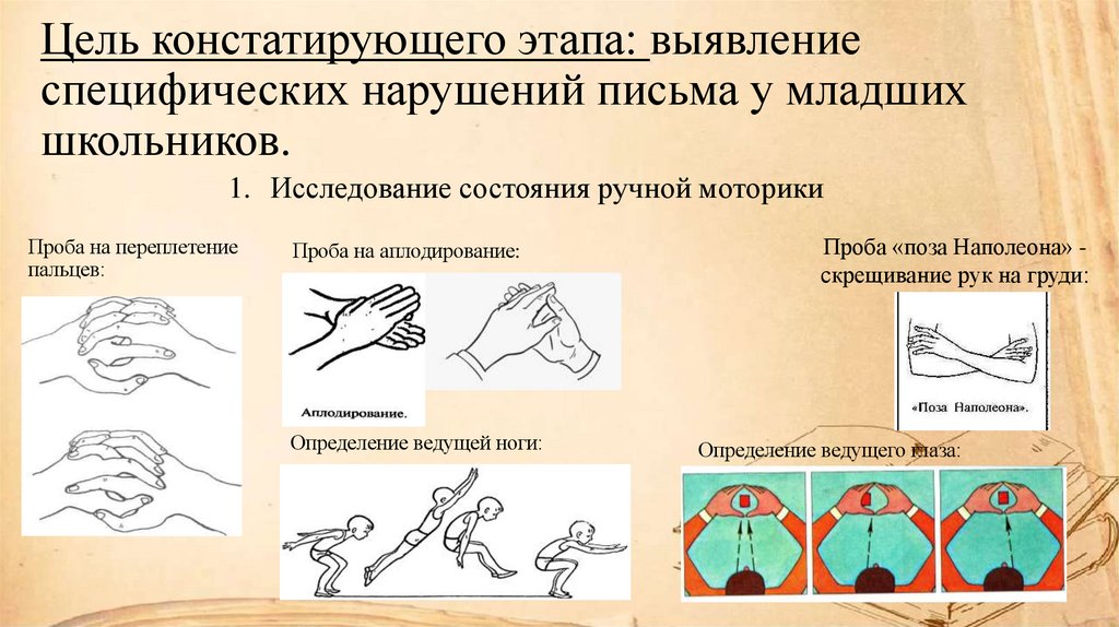 Цель констатирующего этапа: выявление специфических нарушений письма у младших школьников.