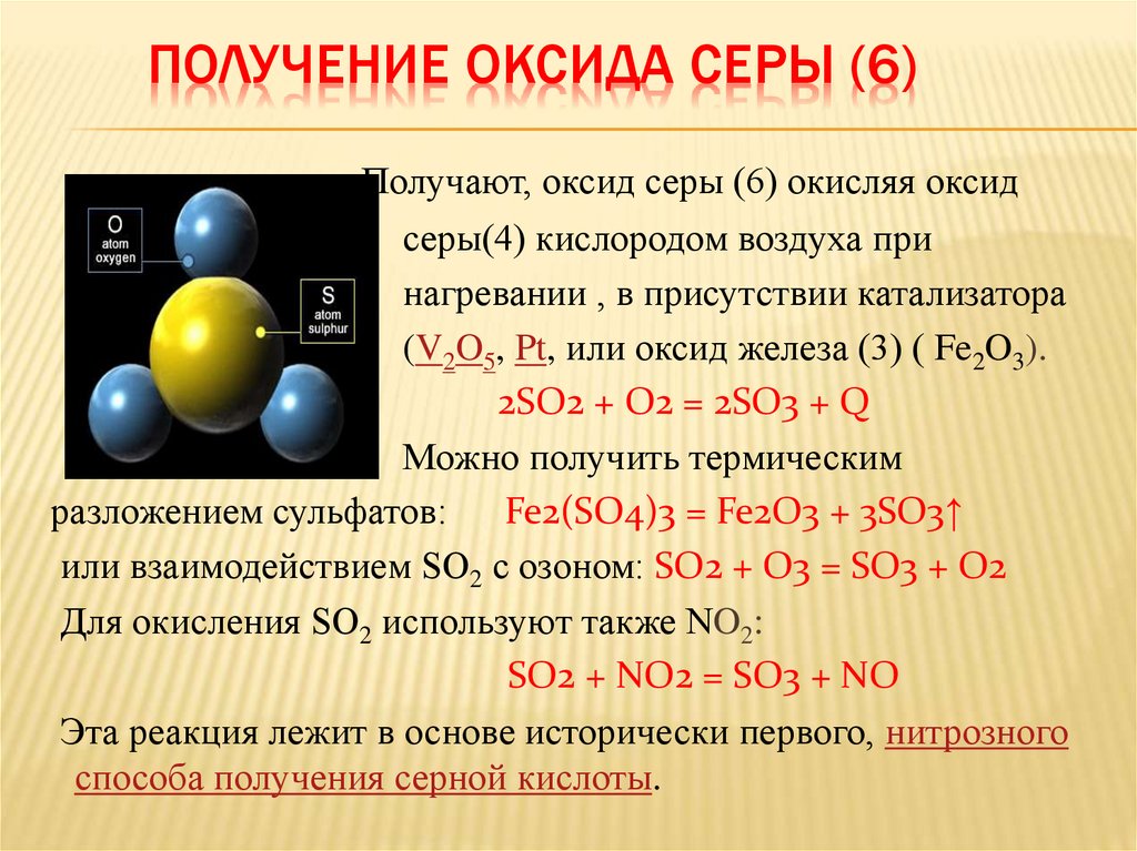 Получение оксида серы (6)