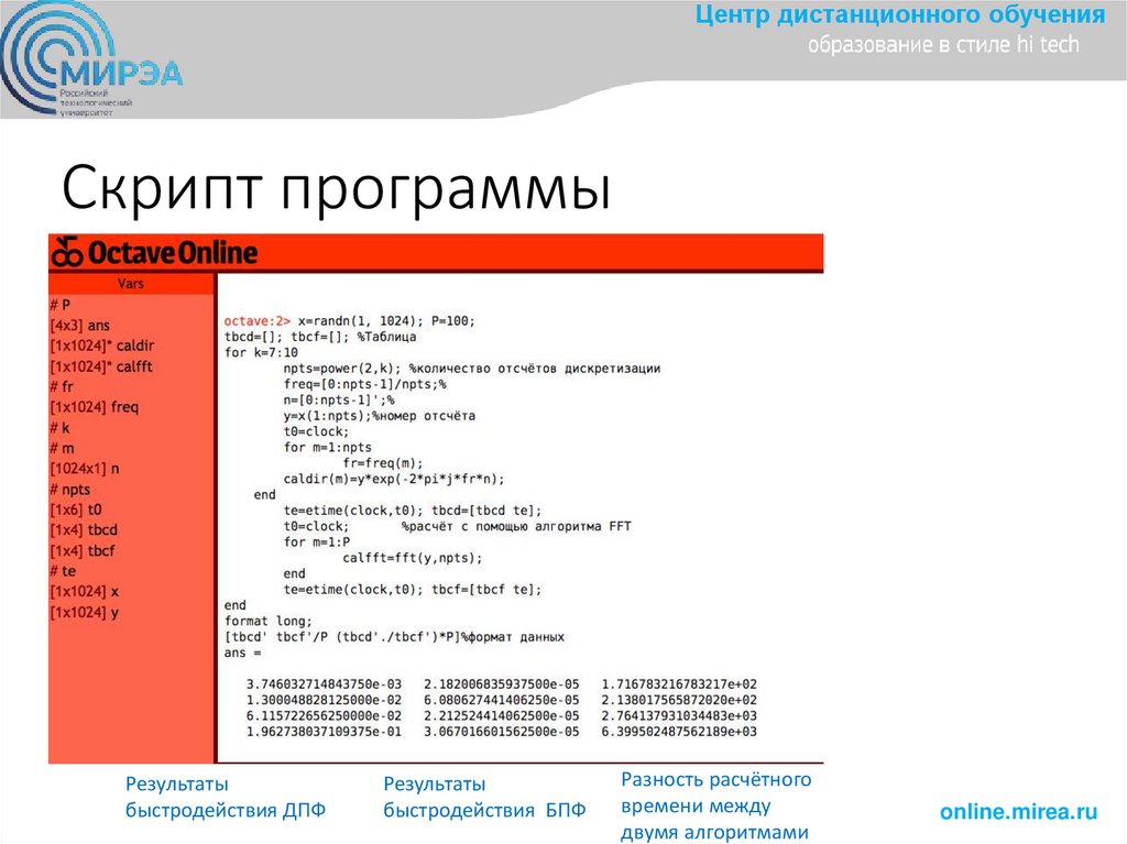 Скрипт программы