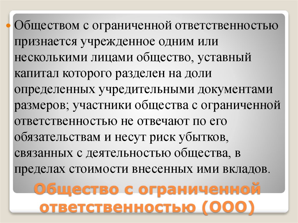 Общество с ограниченной ответственностью (ООО)