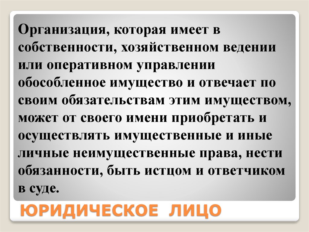 ЮРИДИЧЕСКОЕ ЛИЦО