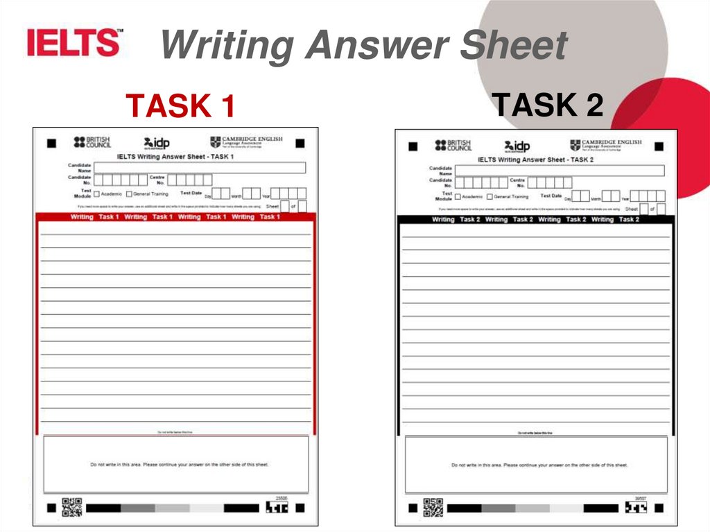Writing Answer Sheet