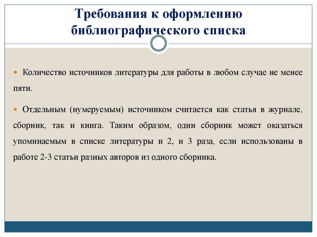 Требования к оформлению библиографического списка