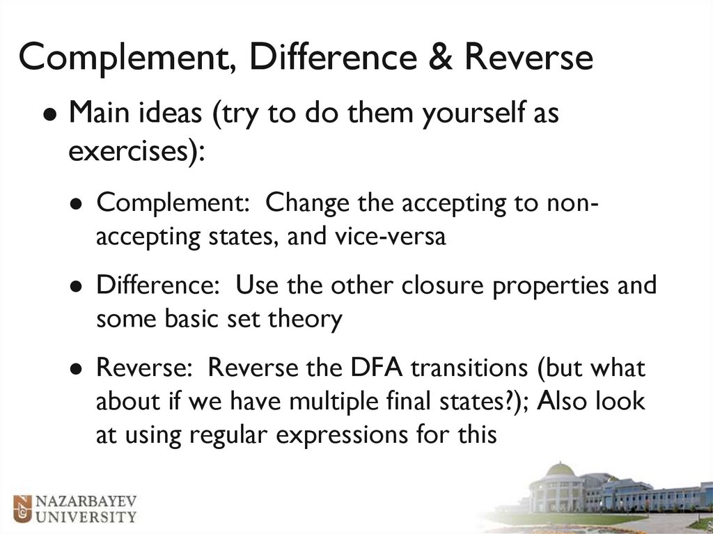 Complement, Difference & Reverse