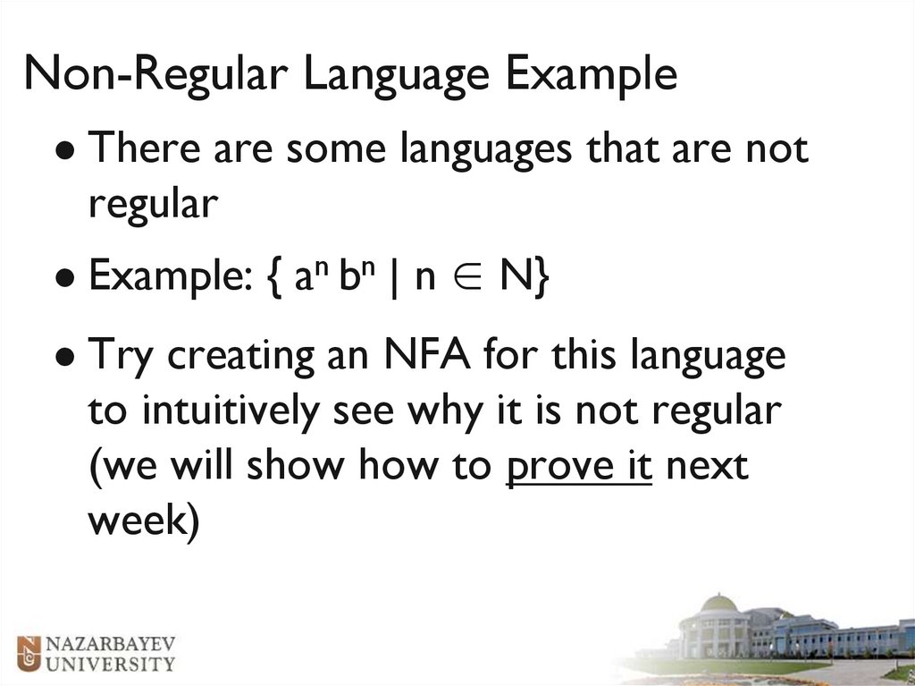 Non-Regular Language Example