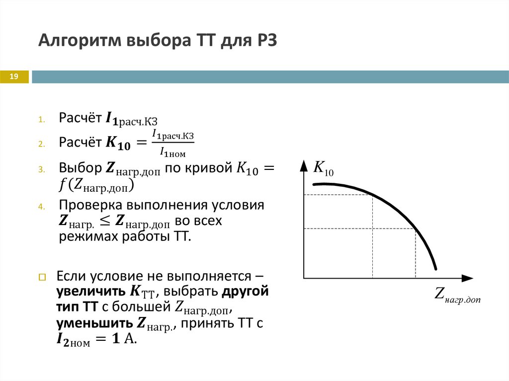 Алгоритм выбора ТТ для РЗ