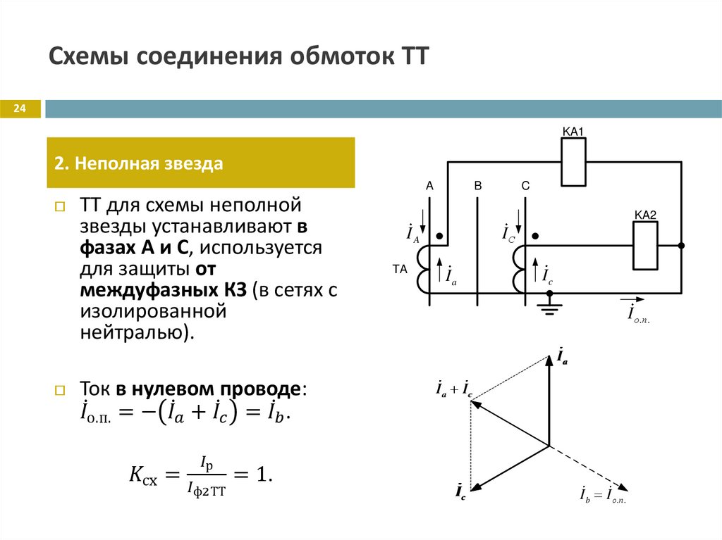 Схемы соединения обмоток ТТ