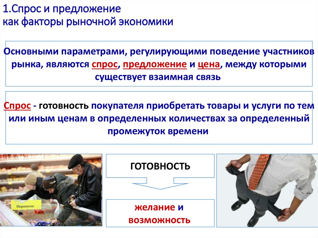 1.Спрос и предложение как факторы рыночной экономики