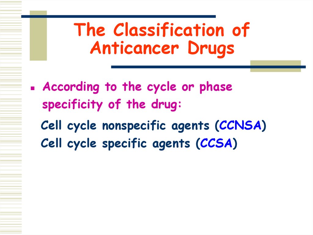 The Classification of Anticancer Drugs