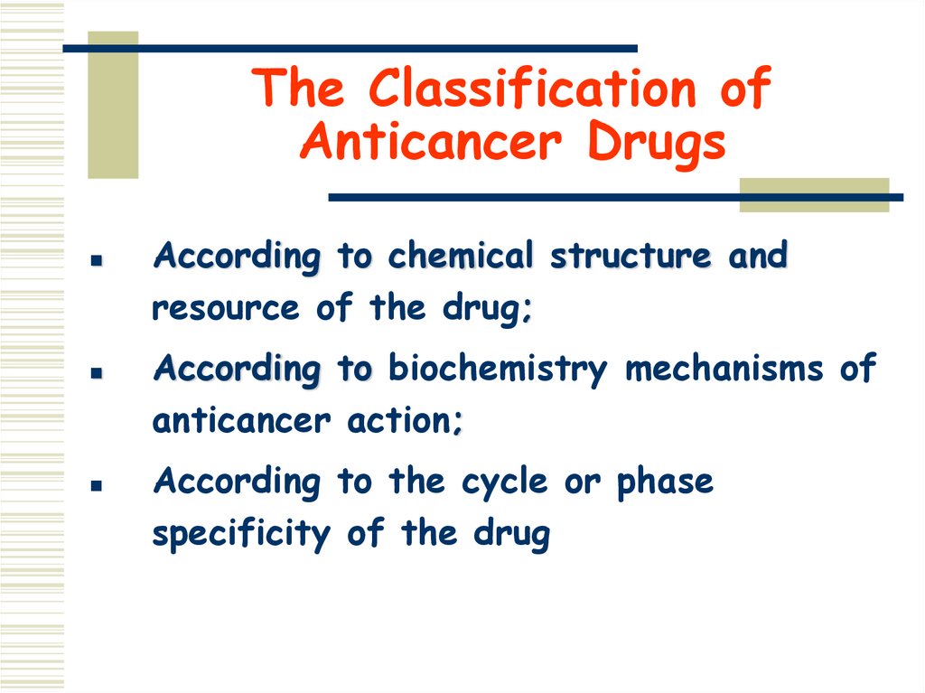 The Classification of Anticancer Drugs